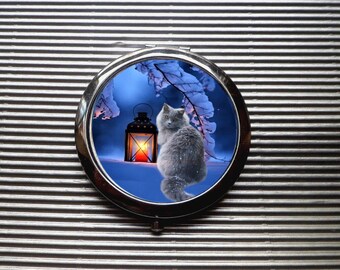 grand  miroir de poche avec chat : ma lanterne magique