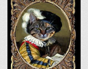 portrait de chat personnalisable ,  le petit écrivain