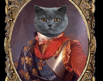 portrait de chat personnalisable ,  chat Louis XVI