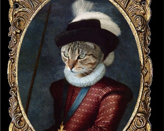 portrait de chat personnalisable ,  chat costumé en roi : Henri IV