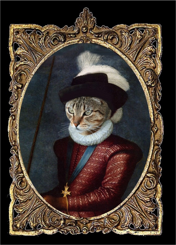 Portrait De Chat Personnalisable Chat Costume En Roi Etsy France