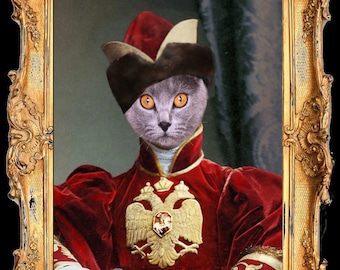 retrato de gato personalizable; mi hermoso uniforme ruso