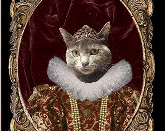 portrait de chat personnalisable , la reine Margot