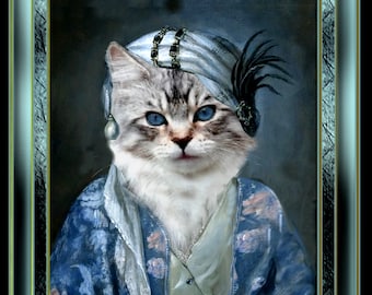 retrato de gato personalizable, la odalisca