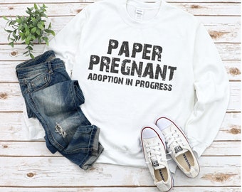 Paper Pregnant, Adoption in Progress Heavy Blend Unisex Crewneck Sweatshirt