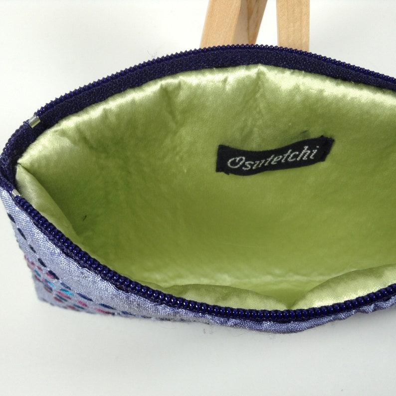 Lavendel Sashiko ritssluiting Coin Purse afbeelding 3