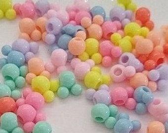 8mm Mouse Head Beads, Pastel Beads, Mickey, Beads, Pastel, DIY, Kid Crafts