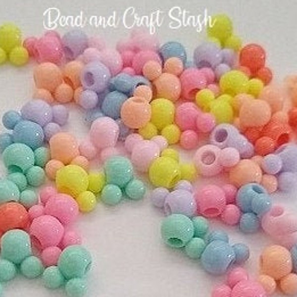 8mm Mouse Head Beads, Pastel Beads, Mickey, Beads, Pastel, DIY, Kid Crafts