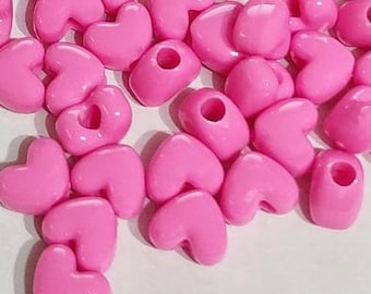 Perles coeur rose foncé, Rose, coeur, Perles
