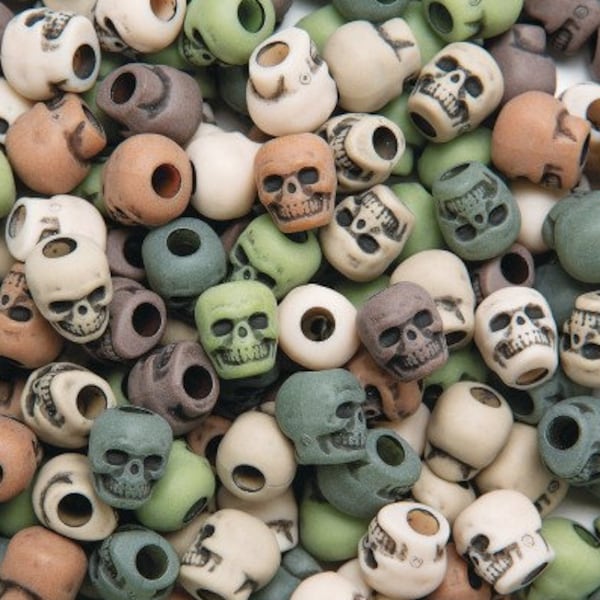Camouflage Skull Beads, DIY, Kid Crafts, Halloween, Skull, Beard Beads, Camouflage