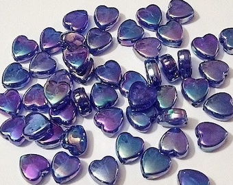 AB Beads, Heart Beads, AB Heart, Blue, Iridescent, Kid Crafts, Jewelry Making, Gifts For