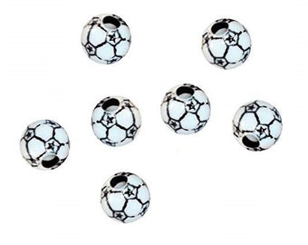 Soccer Ball Beads, Sports Beads, 12mm Beads, Soccer, Ball, Sports
