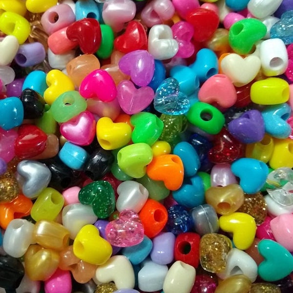 Heart Beads, Random Mix, 12mm Beads, Beads, Hearts, Heart Beads, Gift For, Valentines, Colorful