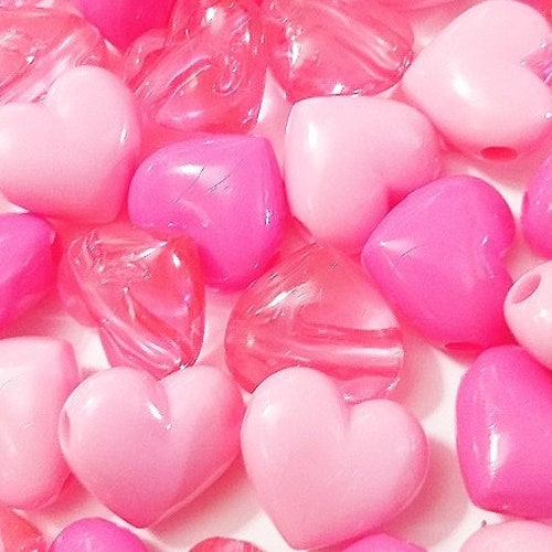 Large Pink Heart Mix Valentines Day Beads Hearts Kid - Etsy