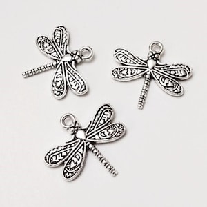 Dragonfly Charms, Antique Silver Dragon Fly, Metal Charms, Gifts for, Jewelry Making, Dragonfly