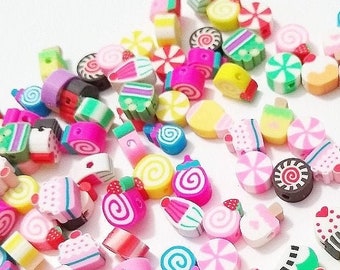Candy Clay Beads, Candy Beads, Candy Slice Beads, Beads, Kid Crafts, Fimo, Polymer Clay, Fake Food
