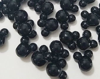 14mm Mouse Head Beads, Black Beads, Mickey, Beads, Pastel, DIY, Kid Crafts