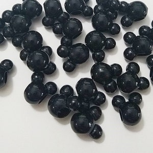 14mm Mouse Head Beads, Black Beads, Mickey, Beads, Pastel, DIY, Kid Crafts