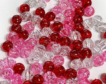 Perles pailletées de 6 mm pour la Saint-Valentin, Saint-Valentin, rouge, rose, blanc, petites perles