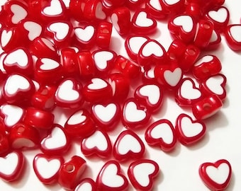 Double Heart Resin Beads, Hearts, 8mm, Kid Crafts, DIY