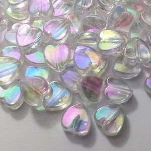 Iridescent Heart Beads. Beads, Kid Crafts, Clear Beads, AB beads, Heart, Heart Beads, Gift