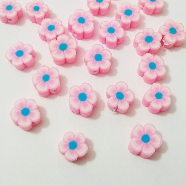 Flower Beads, Polymer Clay Beads, Flowers, Beads, Pink