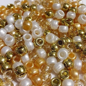 All That Glitters, Christmas Beads, Gold, Beads, Pony Beads, Hair Beads, 9mm