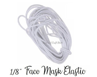1/8" Face Mask Elastic, 3mm, Round String Elastic Cord for Face Masks