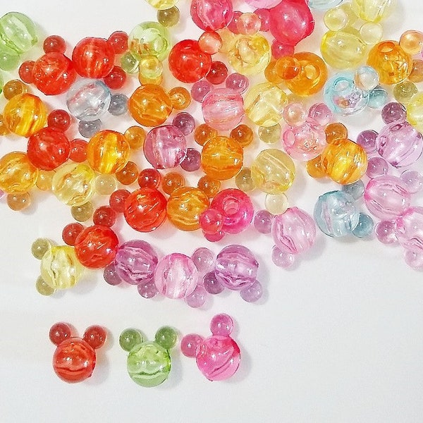 12mm Transparent Mouse Head Beads, Beads, Transparent, Mouse, Mickey, DIY, Beads