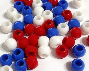 Perles patriotiques rondes de 10 mm, militaires, États-Unis,