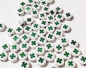 Shamrock, Spacer Beads, Alphabet Beads, DIY, Gift For