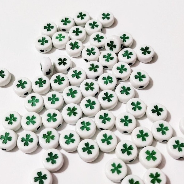 Shamrock, Spacer Beads, Alphabet Beads, DIY, Gift For