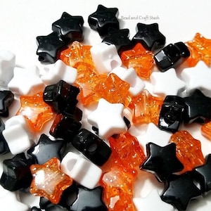 Halloween Star Beads, Halloween, Beads, Stars, Kid Crafts, DIY, Black, Orange, Black, White