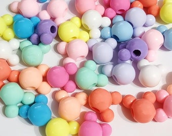 15mm Mouse Head Beads, Pastel Beads, Mickey, Beads, Pastel, DIY, Kid Crafts