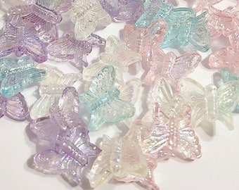 AB Butterfly Beads, Butterfly, Beads, DIY, Gift For, Iridescent, Acrylic Beads
