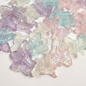 AB Butterfly Beads, Butterfly, Beads, DIY, Gift For, Iridescent, Acrylic Beads