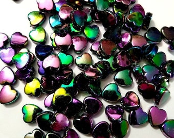 Dark Iridescent Heart Beads. Beads, Kid Crafts, Beads, AB beads, Aurora Borealis