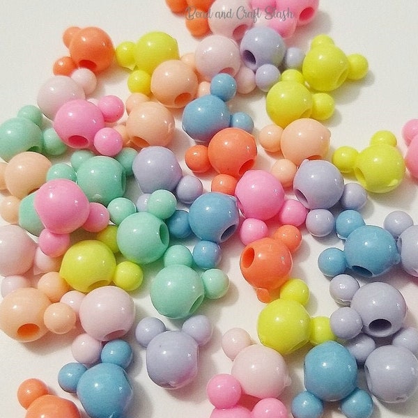 10mm Pastel Mouse Head Beads, Beads, Mickey, Pastel, Acrylic Beads, Hair Beads