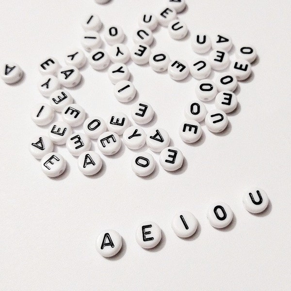 VOWELS ONLY Alphabet Beads, Beads, Letter Beads, DIY, Kid Crafts