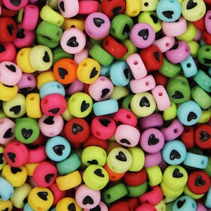 7mm Heart Beads, Mixed Color Heart Beads, Spacer Beads