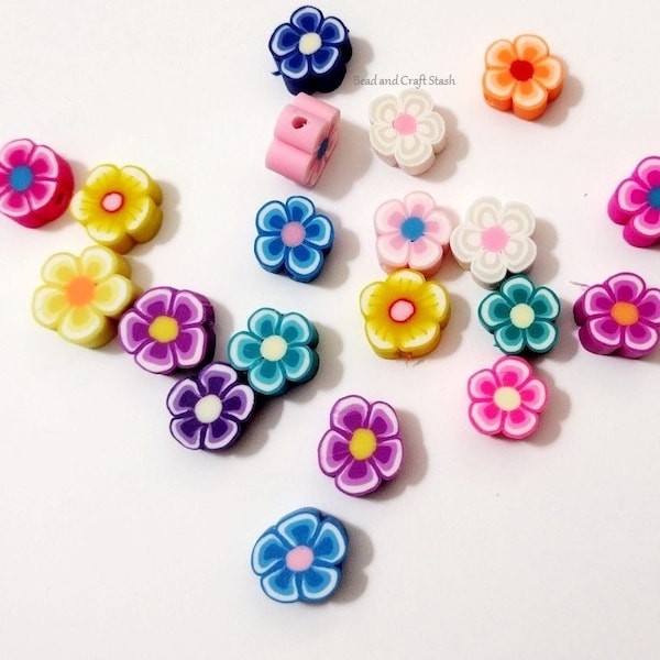 Polymer Clay Flowers, Flower Beads, Clay, FIMO, DIY, Gift For, Beads