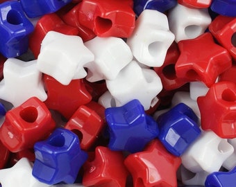 Patriotic Star Beads, Pony Beads, Beads, Patriotic, Kid Crafts, DIY, Hair Beads, Gift for