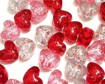 GLITTER Valentine Heart, Valentines Day, Hearts, Glitter, Beads, Sparkle, Valentine Beads, DIY