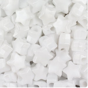 White Star Pony Beads 13mm Beads, Stars, Kid Crafts, Beads, Gifts for