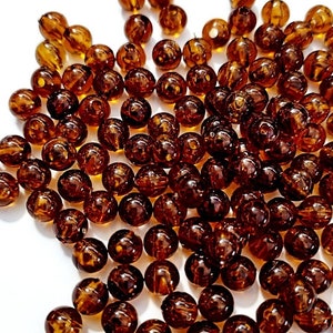 6mm Transparent Brown, Beads, Transparent, Brown, Root Beer