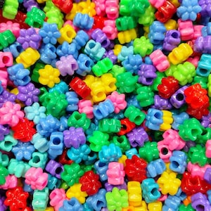 Random Flower Pony Beads, Plastic Beads, Kid Crafts, Flower, Beads,