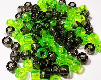 Halloween Transparent Pony Beads, Kid Crafts, DIY, Beads, Transparent, Black, Lime, Halloween