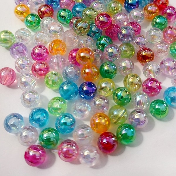 6mm AB Beads, Gumball Beads, 6mm Beads, Rainbow, Transluscent