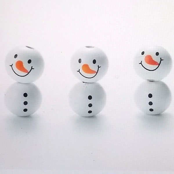Snowman Beads, Wooden Beads, Winter Wonderland, Beads, Snowman