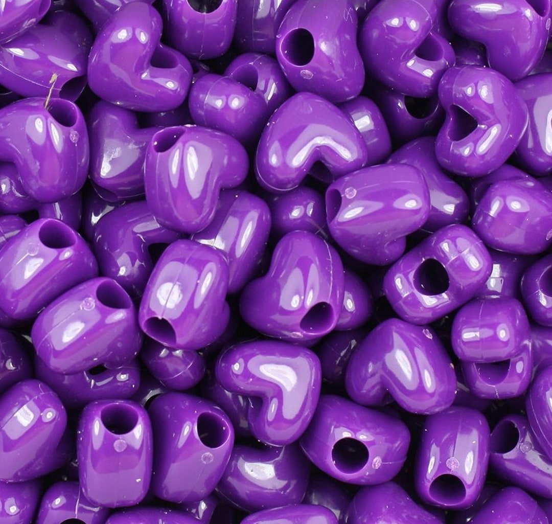 Dark Purple Heart Beads, DIY, Kid Crafts, Beads, Acrylic Beads, Hair Beads, Purple, Heart, Beads